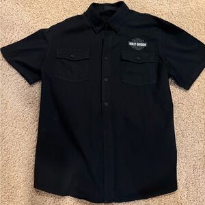 Harley-Davidson Black Short-Sleeve Button-Down Work Shirt